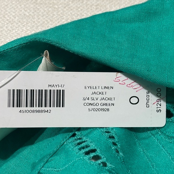 NWT Chico's Eyelet Linen Congo Jacket and matching Tank Top. - Picture 10 of 11